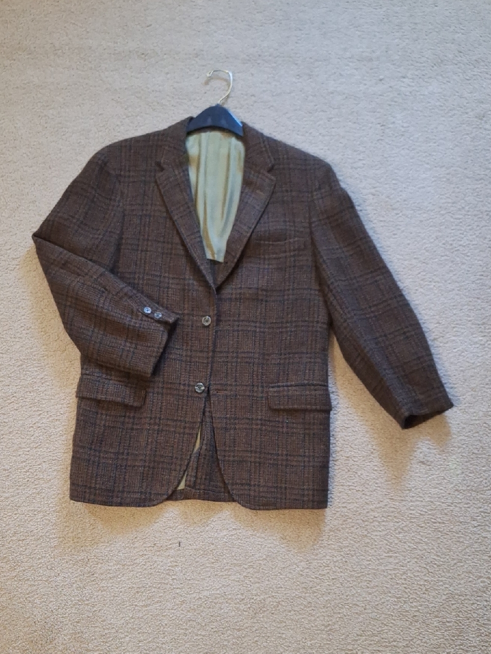 Men's Brown Plaid Sport Coat - Tailored Windowpane Blazer